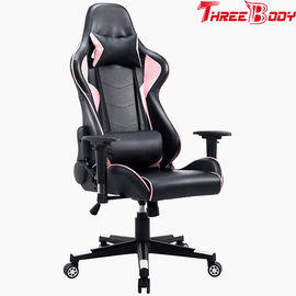 高く背部黒く、ピンクの賭博の椅子、旋回装置椅子360度のPuの革オフィスの