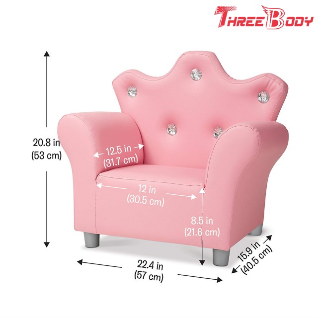 女の子のための心地よい現代子供の家具の子供『Sの王冠の肘掛け椅子のピンクPUの革ソファー