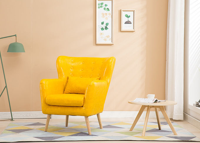 居間の生地の高密度スポンジとの木のソファーのMingの黄色色