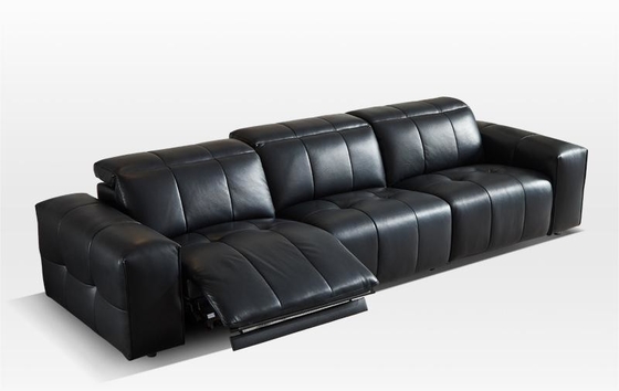Italian Minimalist First-Layer Cowhide Black Adjustable Electric Living Room Sofa 340*110*83cm