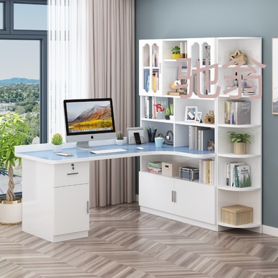 Chi Weng Solid Wood Computer Desktop Writing Desk Bookshelf Combination